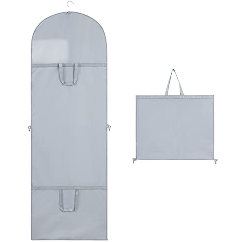 Niviy Housse Vetement Longue Gris Housse Robe de Mariée 60x180cm Fenêtre Visible de Demoiselle D'honneur Anti Mite Humidité Pliable et Portable Fermeture à...