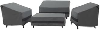 Loriano Patio Furniture Covers 4 Piece Set, Outdoor Waterproof, Heavy Duty 600D Lawn Patio Covers Grey-Black