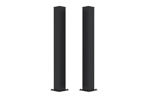 Casanoov - Lot De 2 Poteaux Acier Galvanisé CARMO - 15 x 15 cm H 145 cm - 1,45 m - Noir Mat RAL 9005 - Fixation Au Sol À Visser - Compatible Portails NALI...
