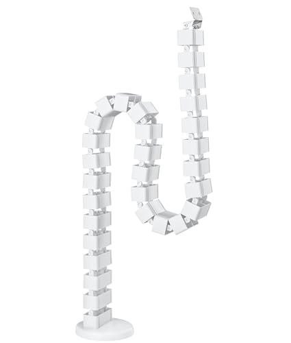 Electraline 59233 Organizador de cables de escritorio con soporte de montaje, 1,2 metros de largo, funda para clasificar y organizar cables, base de metal con peso