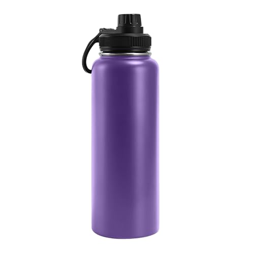 Borraccia isolata in acciaio inox da 510 ml, con manico, a doppia parete, a prova di perdite, mantiene freddo e caldo, bocca larga, per sport all'aria aperta (viola)