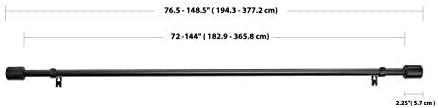 Amazon Basics Curtain Rod with Cap Finials - Extendable 127 to 381 cm - Black