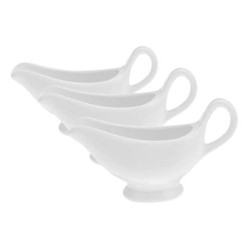 Alipis Set of 3 Sauce Pots Porcelain Gravy Boats Handles 100ml Serving Pitchers for Steak Sauce