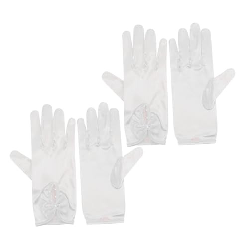 Guantes de satén cortos para novia accesorios ceremonias paquete