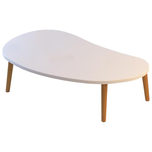 Table basse ovale blanche 40x60cm pour salon moderne et petit espace
