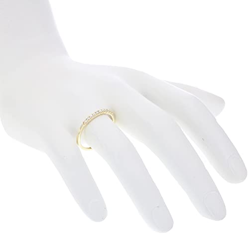 Vir Jewels 1/10 Carat (Ctw) Petite Diamond Wedding Anniversary Band For Women, Round Diamond Engagement Ring 10K Yellow Gold 10 Stones Prong Set 0.10 Cttw, Size 6 #TOP4