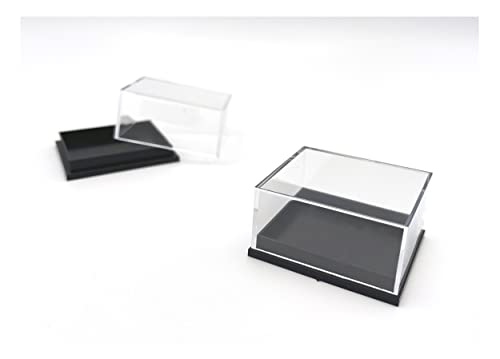 10 Stück Boxen aus Acryl, Acrylboxen, Dosen, Musterboxen, Musterdosen für Sammlerstücke, Mineralien, Fossilien, Münzen, Schmuck (T4L) schwarz oder weiß (schwarz)