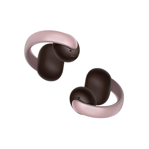 Soundcore AeroClip by Anker, Open-Ear Earbuds, Clip-On Headphones, Adaptive Comfort, Clear Calls with 4 Mics and AI, Stable Fit, 12mm Drivers for Powerful Bass, Hi-Res, Open-Ring Design Rosy