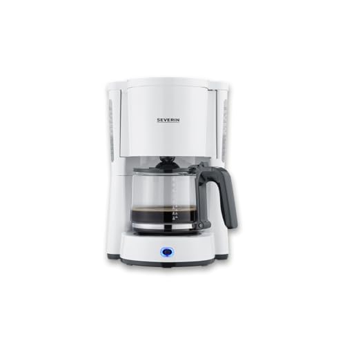 SEVERIN - Cafetera de goteo para 10 tazas, Cafetera de filtro / Cafetera americana con jarra de cristal, Con placa calefactora y desconexión automática, Blanco / Negro, KA 4816
