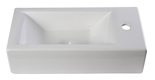 Review Alfi AB108 Ceramic Wall Mounted Rectangle Bathroom Sink, 19.25 X 9.5 X 5.25 inches, White