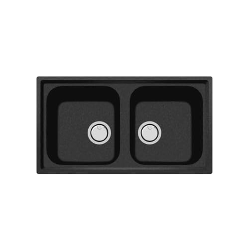 Colore: Nero Plados Lavello Cucina Incasso 2 vasche 86cm Ultrametal Nero Atlantic PL0862 UM44
