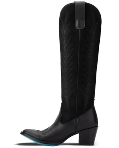 Lane Women's Jentry Suede Knee High Western Boot Round Toe - LB0538C 8 1/2 M US Jet Black3