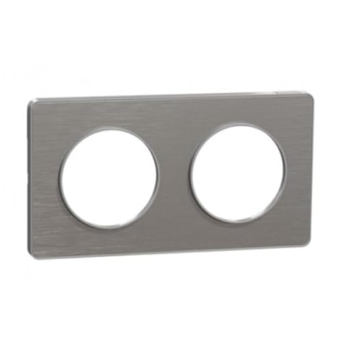 Schneider Electric - Odace Touch, plaque Aluminium brossé liseré Alu 2 post. horiz./vert. 71mm - S530804J