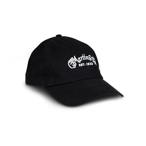 Martin Logo Cap – Black | Low-Profile Fit with Adjustable Hook & Loop Closure | Classic Six-Panel Design with Martin Logo