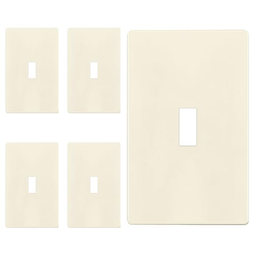 Image of ENERLITES Screwless Toggle Switch Wall Plate, Child Safe Light Switch Cover, Standard Size 1-Gang 4.68 inch x 2.93 inch, Unbreakable Polycarbonate Thermoplastic, UL Listed, SI8811-LA5P, Light Almond, 5 Pack