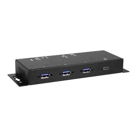 Industrial 4 Port USB 3.2 Gen 1 Type-C Power Delivery Hub w/Surge Protection, Variable Voltage Input & Surface Mountable Cover