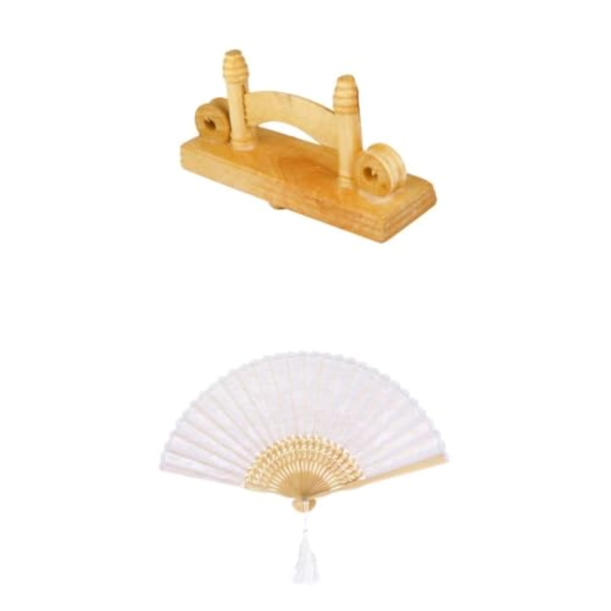 Retro Bamboo Hand Folding Fan with Display Stand, Decorative