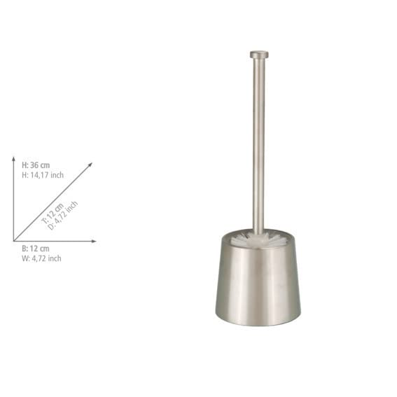 Premier Housewares Toilet Brush Holder - Satin Stainless Steel,Height 38 cm x Width 10 cm x Depth 10 cm, Silver