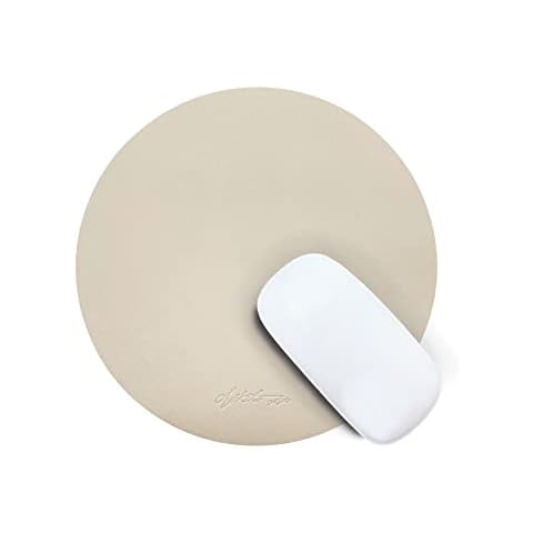 Nikita By Niki Premium Vegan Leather Mouse Mat - Slim, Lightweight PU Mouse Pad with Suede Non-slip Base - Large Gaming Mouse Mat Computer Accessory - Wired or Bluetooth Mouse (Off-white/Nude) Cover