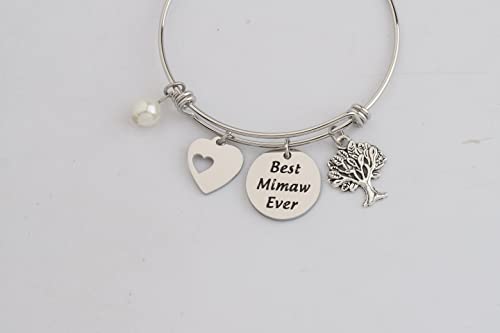Image of LQRI Mimaw Gifts Best Mimaw Ever Bangle Bracelet Mawmaw Gift Grandma Birthday Gifts from Grandchildren Best Mamaw Ever Gift