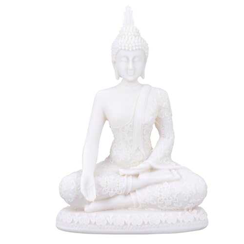Ciieeo Sitting Buddha Statue Resin Ornament for Home Decoration Thai Style Buddha Figure Intricate Patterns for Indoor and Outdoor Decor