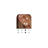 FANCH 8Paare G23 Titan Ohrstecker Set für Damen Mädchen Hypoallergene CZ Opal Türkis Mondstein Chirurgenstahl Ohrringe Flache Rückseite Medizinische Ohrstecker Knorpel Tragus Piercings 20G 4mm