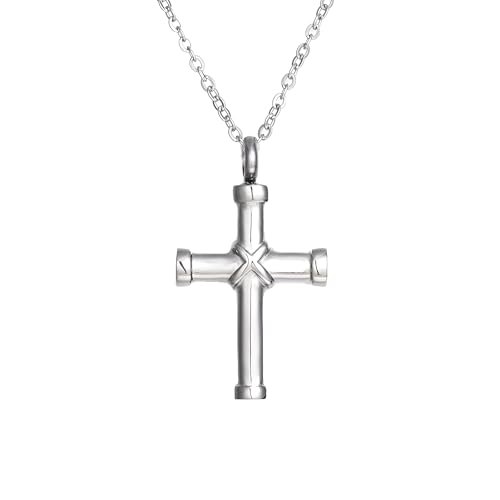 Collier d'urne en croix en argent pour porter les cendres au quotidien avec discrétion