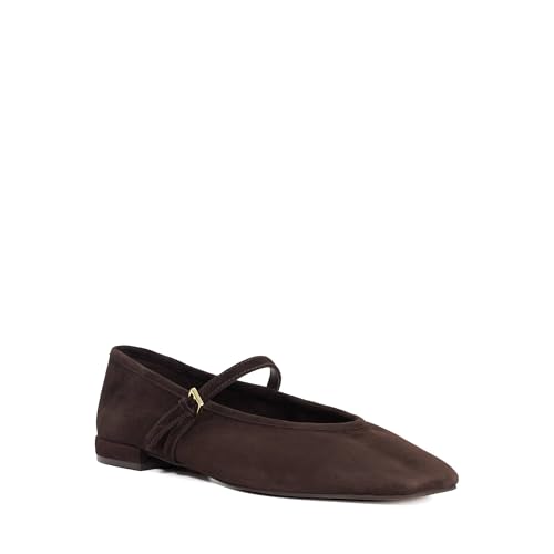 Image of Dune London Ladies HEARTHROB Leather Pointed Toe Mary Jane Ballet Flats Size UK 8 Suede Ballet Pumps Brown