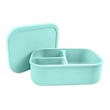 Dreamroo Reusable 3 Compartment Silicone Bento Box Lunch Container for Adults and Kids - Microwave,