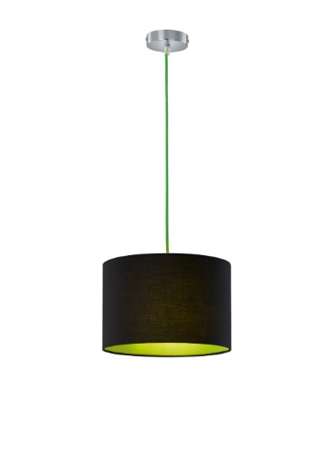 Preisvergleich Produktbild Trio Leuchten Pendelleuchte Stoffschirm schwarz / innen, Kabel grün 308500102