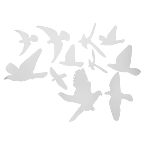 MAGICLULU Lot de 11 Stickers Muraux Miroir en Acrylique Argentés, Motif Oiseaux en Vol, Autocollants Décoratifs 3d pour Salon, Chambre et Surfaces Lisses,...