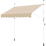 AJUSTABLE EN ALTURA: varios orificios de fijación en la parte superior de las barras telescópicas ofrecen la posibilidad de elegir la posición que mejor se adapte a sus necesidades. La altura es ajustable de 210 cm a 300 cm. Gracias a los postes telescópicos, este toldo independiente es ideal para pisos altos o aleros bajos.