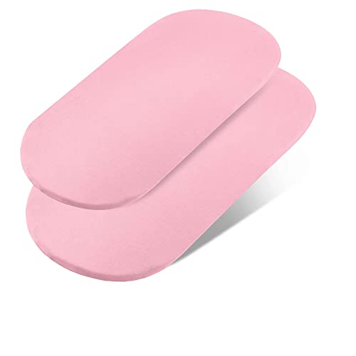 Lot de 2 draps-Housses Roses pour couffin - 100% Jersey de Coton - Hypoallergénique - Respirant - Facile d'entretien - pour Berceau de bébé