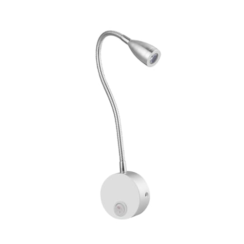 Homoyoyo 3W LED Bedside Reading Light Flexible Wall Lamp for Bedroom Indoor Lighting Brushed Silver Light for Nightstand Headboard Use