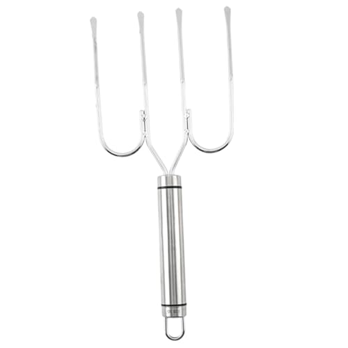 TIDTALEO Stainless Steel Turkey Roasting Lifter Fork Multi-head Bbq Tool for Outdoor Grilling Food-safe Meat Fork with Comfortable Handle for Secure Grip and Easy Cleaning for Camping and