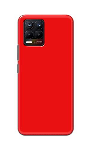 Image of Printed Hard Back Cover Case for Realme 8 4G | Realme 8 Pro 4G Back Cover (Plain Red) -1803