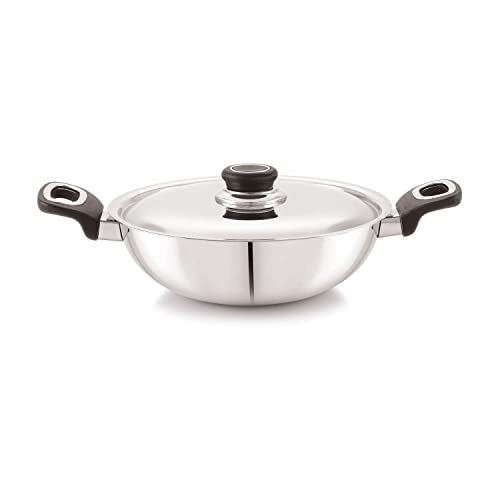 Image of Anjali FPKD22 Stainless Steel Pro Kadai with Stainless Steel Lid 2 LTR Induction and Gas Stove Base
