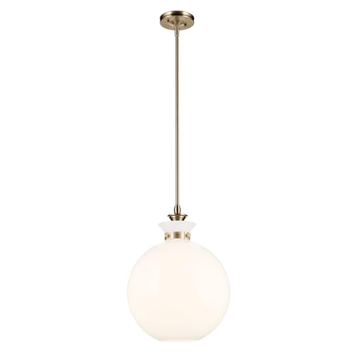 Kichler Laria 1-Light Pendant Light Fixture with Opal Glass, Single Hanging Light for Kitchen Island or Dining Room Ceiling in Champagne Bronze (19.5" x 15"), 52779CPZ by Kichler - Used condition - US$139.62