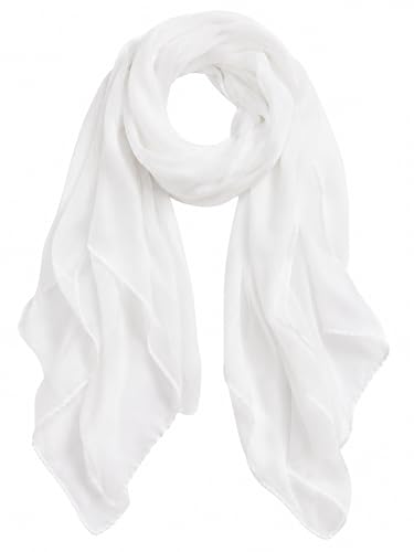 MissShorthair White Lightweight Scarf for Women Sheer Wrap Shawl 71x31 in
