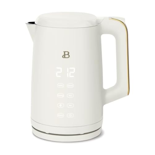 Image of Beautiful 1.7L Programmable Electric Kettle, Electric Water Boiler, Tea Kettle, Tea Machine, Coffee Maker, Touch-Activated Display, Stainless Steel, (White Icing)
