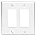 Leviton PJ262-GY 2-Gang Decora/GFCI Decora Wallplate, Midway Size, Gray, 25-Pack