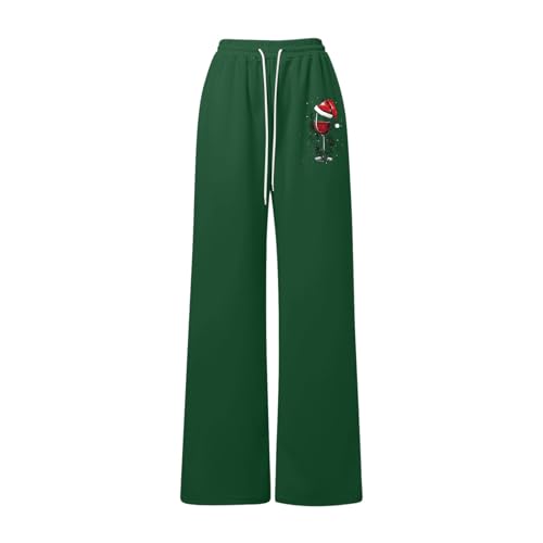 Pantalon coupe ample droite classique avec imprimé Noël et taille élastique souple