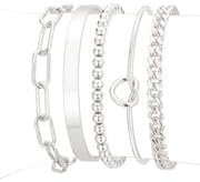 AOZEL Silver Plated Tennis Bracelets for Women Stack,Bangle Cuff Bracelet Set Non Tarnish Jewelry for Women