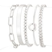 Gold/Silver Plated Bracelets for Women Stack,Bangle Cuff Bracelet Set Non Tarnish Jewelry for Women Trendy