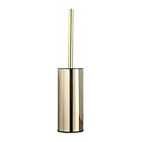 kit accesorios inodoro Este moderno cubo redondo con cepillo tiene el tamaño perfecto para colocarlo en una esquina o hendiduras, detrás del cubo de basura en el baño o cerca de la parte posterior del inodoro. Escobilla de baño negra con un inodoro blanco, el contraste hará que el cuarto de baño sea más moderno.