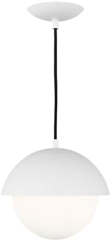Scott Living 1-Light Hyde Modern Pendant Light Fixture Matte White DJP1021MWT, Modern Ceiling Light Fixture for Home Décor, Candelabra for Foyer or Living Room Decor Can Use A19 LED