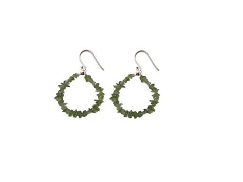 Boucles d'oreilles apatite verte en argent sterling de 2,5 cm