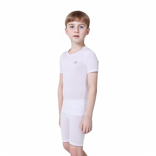 Kids Compression Shirt Underwear Boys Youth Under Base Layer Short Sleeve Top SK4