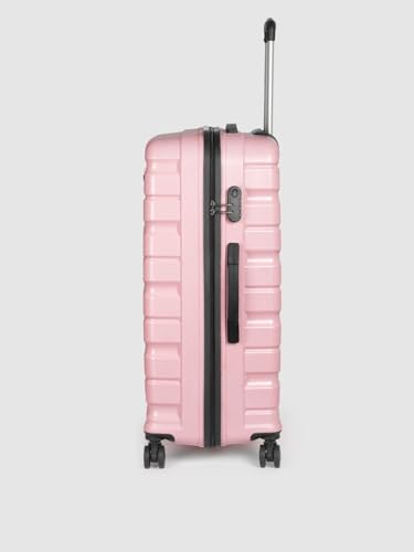 Image of Teakwood Unisex Trolley Bag for Travel, Hard Cabin Trolley Suitcase Bag, Numver Lock System 360 Degree 8 Rotating Wheels | Set of 3 (55, 65, 76 CM, Rose)