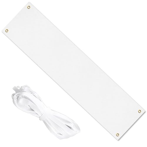 Bannières Blanche 300 x 50 cm Banderole Personnalisée avec Corde de Suspension de 6 m, Grandes Bannières Vierges Polyester Banniere Personnalisée Bannière...